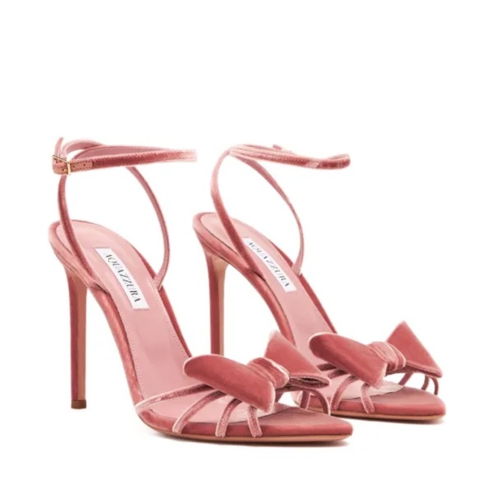 New AQUAZZURA Black Tie 105 sandals $1,105 40.5